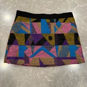 Milly Minis Woven Geometric Mini Skirt Pink Black Blue Kids Size 4 girls